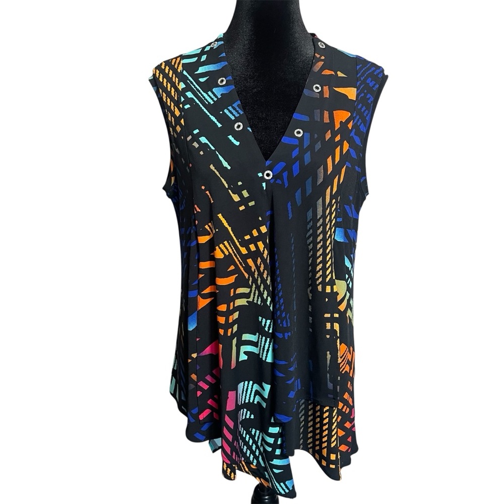Joseph Ribkoff abstract colorful sleeveless blouse size 10